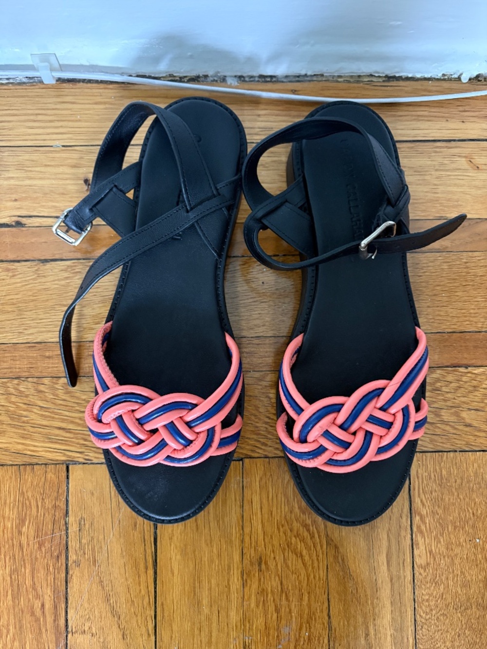Gorgeous Black and Pink Caron Callahan Sandals